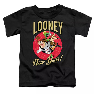 Looney Tunes Childrens/Kids Looney New Year Graphic Print Cotton T-Shirt (Black)