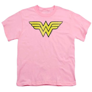 Wonder Woman Childrens/Kids Distressed Logo T-Shirt (Pink)
