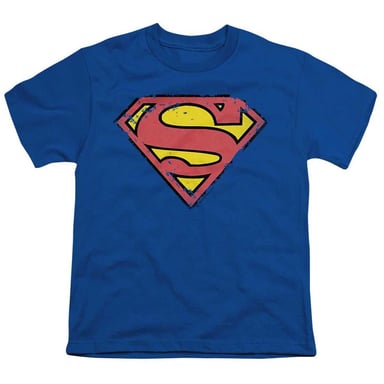 Superman Childrens/Kids Distressed Shield T-Shirt (Royal Blue)