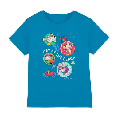 Peppa Pig Childrens/Kids Day At The Beach T-Shirt (Turquoise)