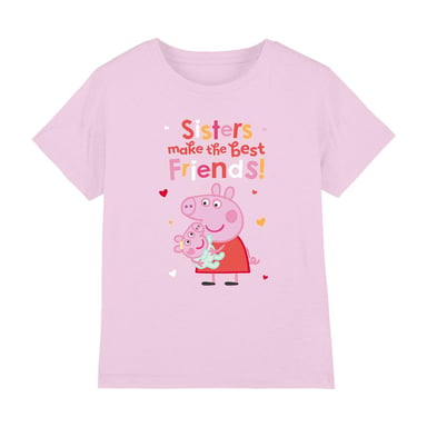 Peppa Pig Girls Sisters Make The Best Friends Peppa Pig T-Shirt (Pink)