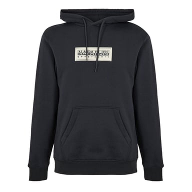 Napapijri Mens Box Logo Cotton Loose Fit Hoodie (Blue)