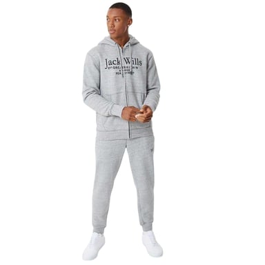 Jack Wills Mens Pinebrook Graphic Full Zip Hoodie (Grey Marl)