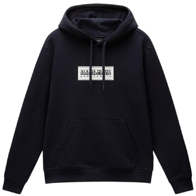 Napapijri Mens Box Logo Cotton Loose Fit Hoodie (Black)
