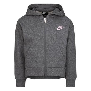 Nike Childrens/Kids Embroidered Logo Cotton Full Zip Hoodie (Carbon Heather)