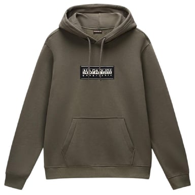 Napapijri Mens Box Logo Cotton Loose Fit Hoodie (Tea)