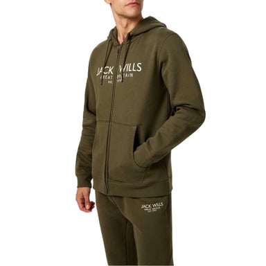 Jack Wills Mens Pinebrook Graphic Full Zip Hoodie (Leaf)
