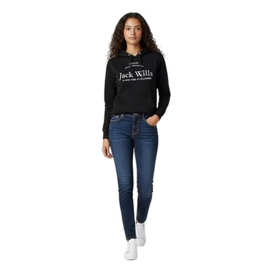 Jack Wills Womens/Ladies Graphic Logo Hoodie (Black)