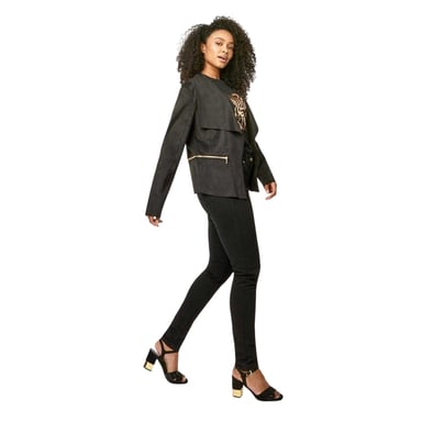Biba Womens/Ladies Suedette Zipped Waterfall Jacket (Black)