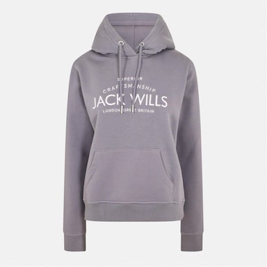 Jack Wills Womens/Ladies Graphic Logo Hoodie (Dusky Blue)