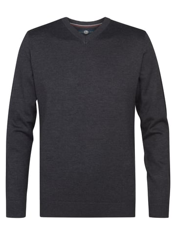 Petrol Industries - Fine-knit V-neck Sweater Whitefish Men - Blue
