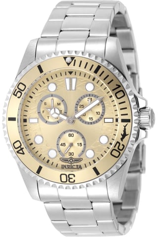 Invicta Pro Diver 51138 Men's Watch - Quartz Movement - Stainless Steel with Beige Dial - 43 mm