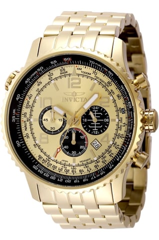 Invicta Aviator 49081 Men's Watch - Quartz Movement - Stainless Steel with Gold Dial - 49 mm