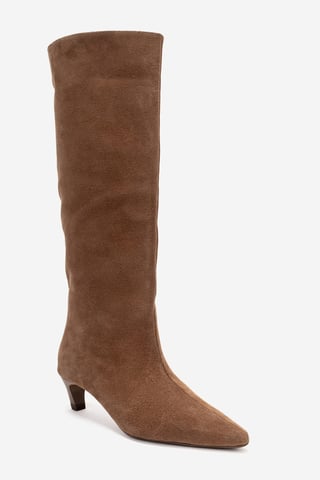 Corvel Leather Kitten Heel Knee High Boot