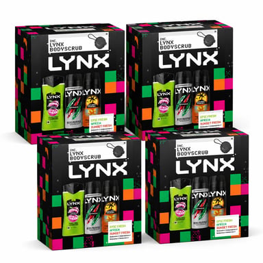 LYNX All Stars Trio & Body Scrub Gift Set 3 piece, Pack of 4