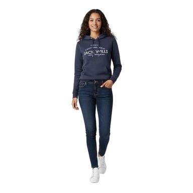 Jack Wills Womens/Ladies Graphic Logo Hoodie (Navy)