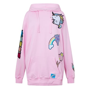 Diadora Girls Unicorn Overhead Drawstring Hoodie (Pink)