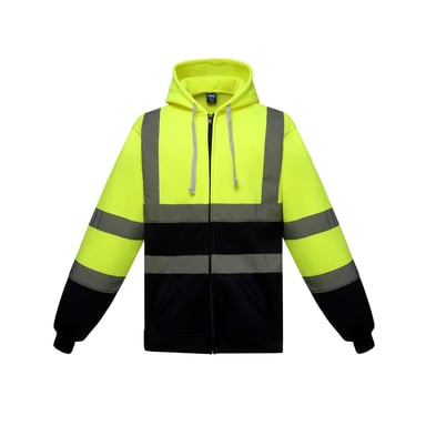 Yoko Mens Hi-Vis Full Zip Hoodie (Yellow/Navy)