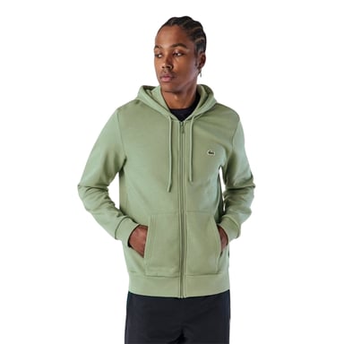 Lacoste Mens Basic Logo Cotton Blend Full Zip Hoodie (Thyme Green)