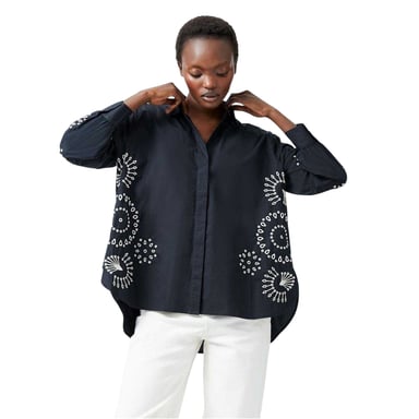 French Connection Womens/Ladies Relaxed Fit Long-Sleeved Shirt (Black/Cream)