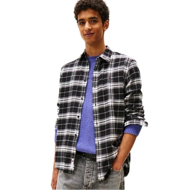 Tommy Jeans Mens Checked Flannel Long-Sleeved Shirt (Black)