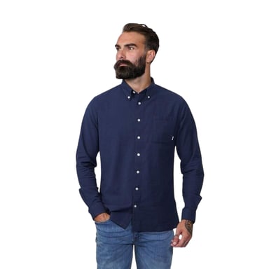 Firetrap Mens Basic Oxford Cotton Button-Down Shirt (Navy)