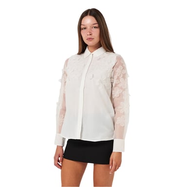 French Connection Womens/Ladies Floral 3D Long-Sleeved Shirt (White)