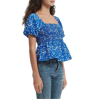 Be You Womens/Ladies Square Neck Relaxed Fit Blouse (Blue)