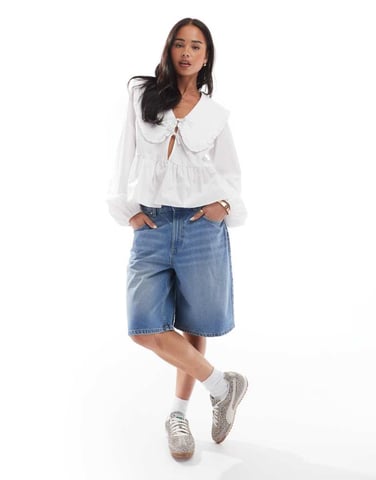 Cotton On super baggy denim jort in blue haze