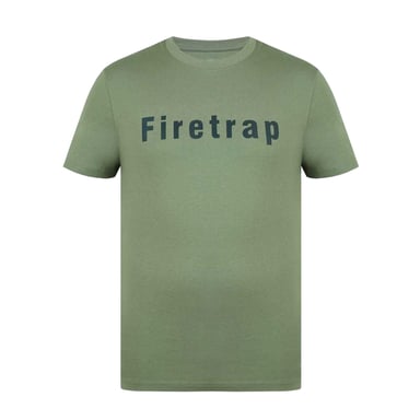 Firetrap Mens Logo Cotton T-Shirt (Khaki Green)