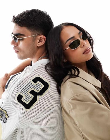A.Kjaerbede Jack rectangle metal frame sunglasses in gold