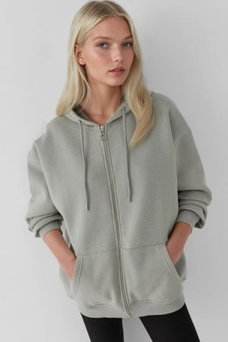 Textured Full Zip Hoodie with Pockets