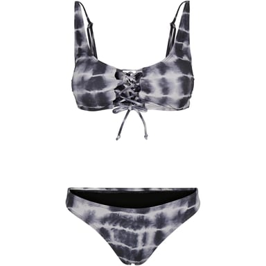 Urban Classics Womens/Ladies Tie Dye Lace Up Bikini (Black/White)