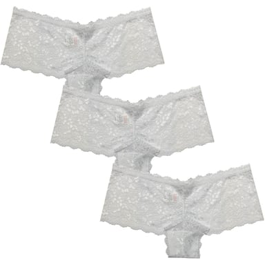 Be You Womens/Ladies Floral Lace Trim Briefs (Pack of 3) (White)