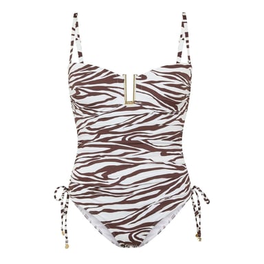 Biba Womens/Ladies Zebra Print One Piece Swimsuit (White/Black)