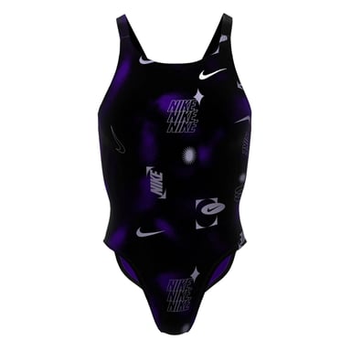 Nike Womens/Ladies Lettering Snug Fit One Piece Swimsuit (Black)