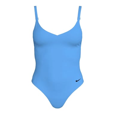 Nike Womens/Ladies V Neck One Piece Swimsuit (Blue)