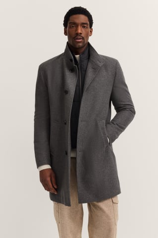 Bugatti Herren Stehkragen Mantel Modern Fit mit Flexcity Stretch Einsätzen