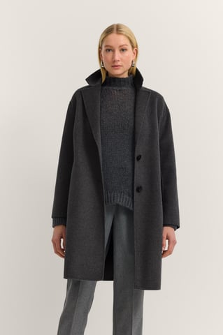 Bugatti Damen Reverskragen Mantel mit Knopfleiste und aus weichem Woll-Mix