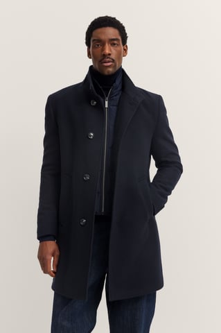 Bugatti Herren Stehkragen Mantel Modern Fit mit Flexcity Stretch Einsätzen