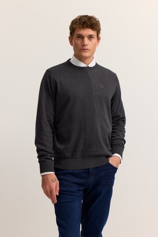 Bugatti Herren Pullover Rundhals Basic Essential aus reiner Baumwolle