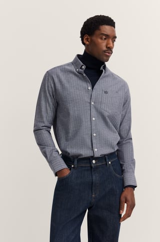 Bugatti Herren Freizeithemd langarm im Modern Fit mit Button-Down Kragen