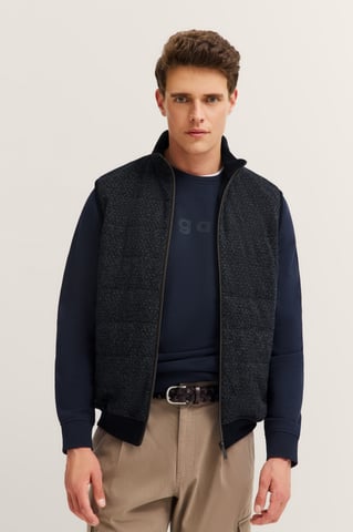 Bugatti Herren Sweatweste mit Stehkragen und aus reine Baumwolle