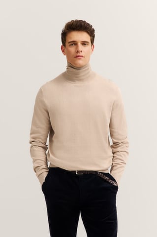 Bugatti Herren Rollkragen Pullover aus Baumwolle-Kaschmir