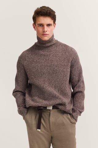Bugatti Herren Rollkragen Pullover Grobstrick aus einem Wollmix
