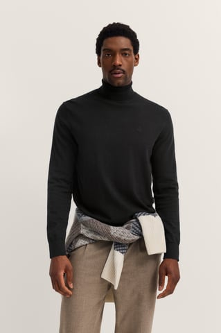Bugatti Herren Rollkragen Pullover aus Baumwolle-Kaschmir