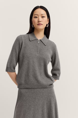 Bugatti Damen Strick Polo kurzarm mit Reißverschluss & Hemdkragen