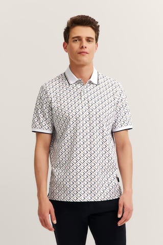 Bugatti Herren Polo Shirt kurzarm mit Rauten-Muster