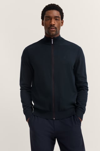 Bugatti Herren Strickjacke mit Reißverschluss und Stehkragen