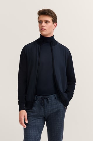 Bugatti Herren Strickjacke mit Stehkragen und Reißverschlusstaschen